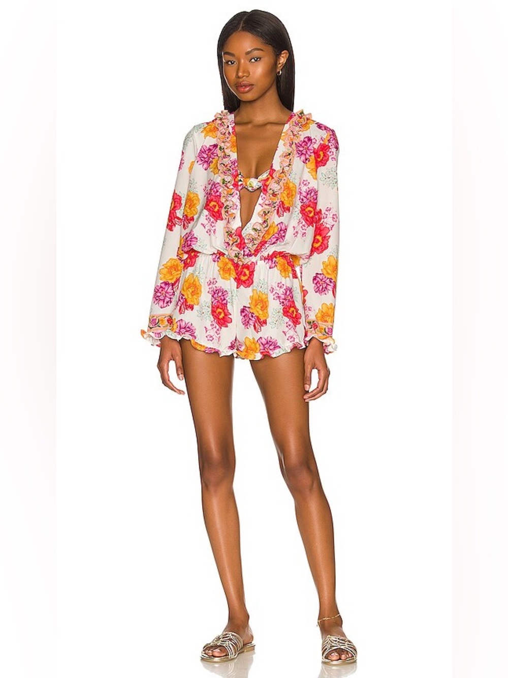 Agua Bendita x REVOLVE Mara Romper in Orange